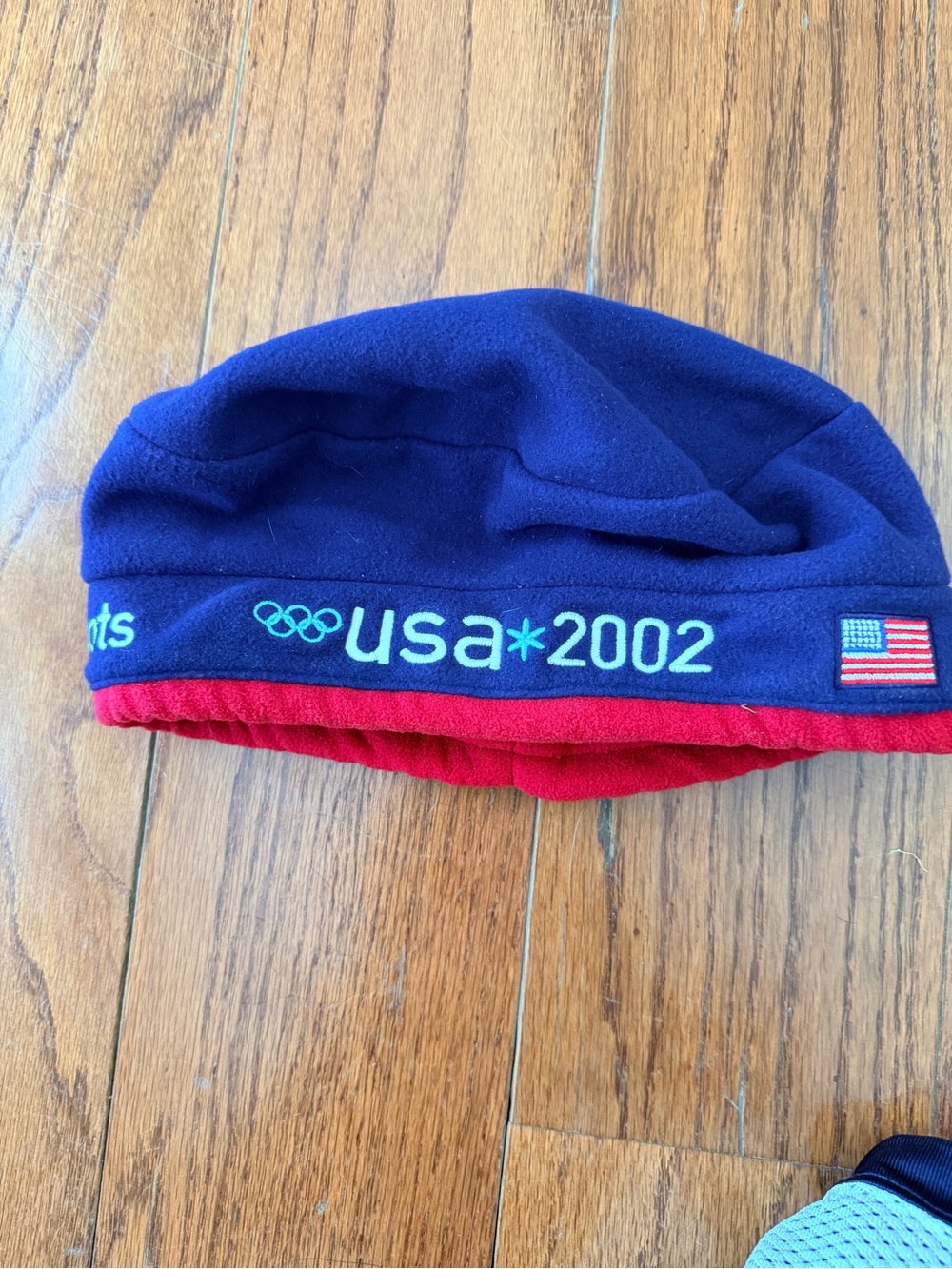 Roots Navy and Red Fleece Outdoor Beanie
